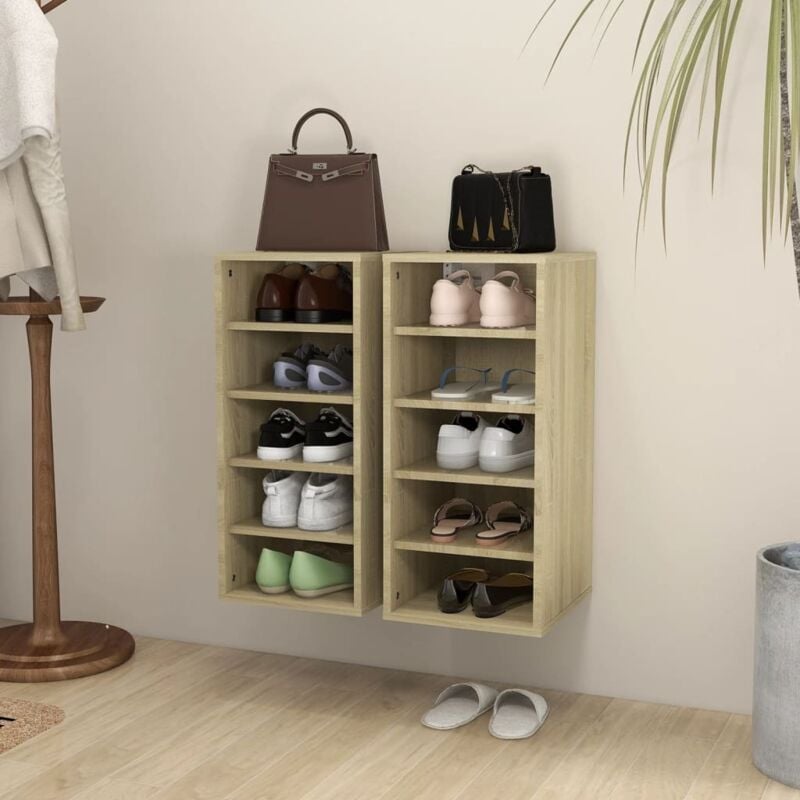 foto del prodotto scarpiere 2 pz rovere sonoma 31,5x35x70 cm in truciolato vidaxl