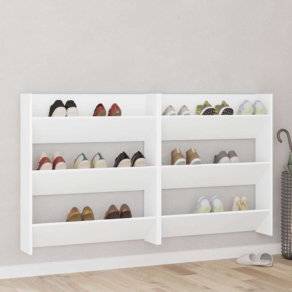 foto del prodotto scarpiere a muro 2 pz bianco 80x18x90 cm in truciolato cod mxl 45494