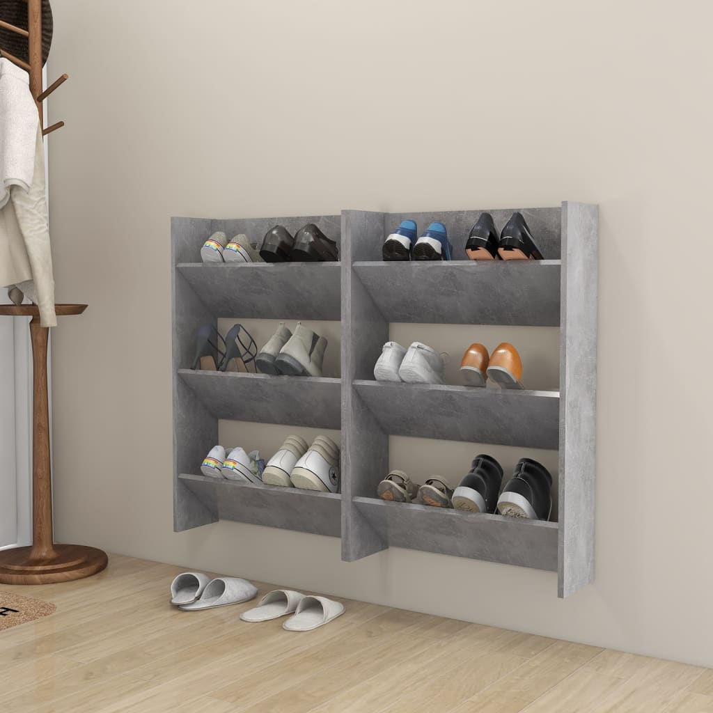 foto del prodotto scarpiere a muro grigio calcestruzzo 2 pz 60x18x90cm truciolato cod mxl 43160
