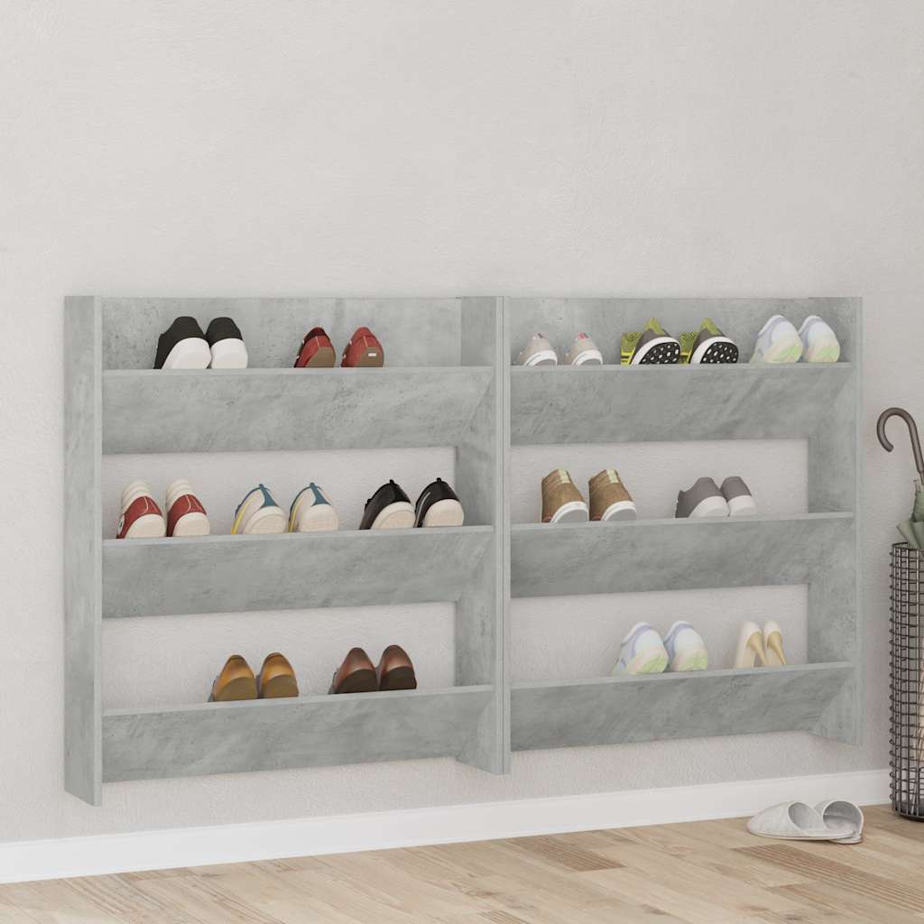 foto del prodotto scarpiere muro 2pz grigio cemento 80x18x90cm legno multistrato