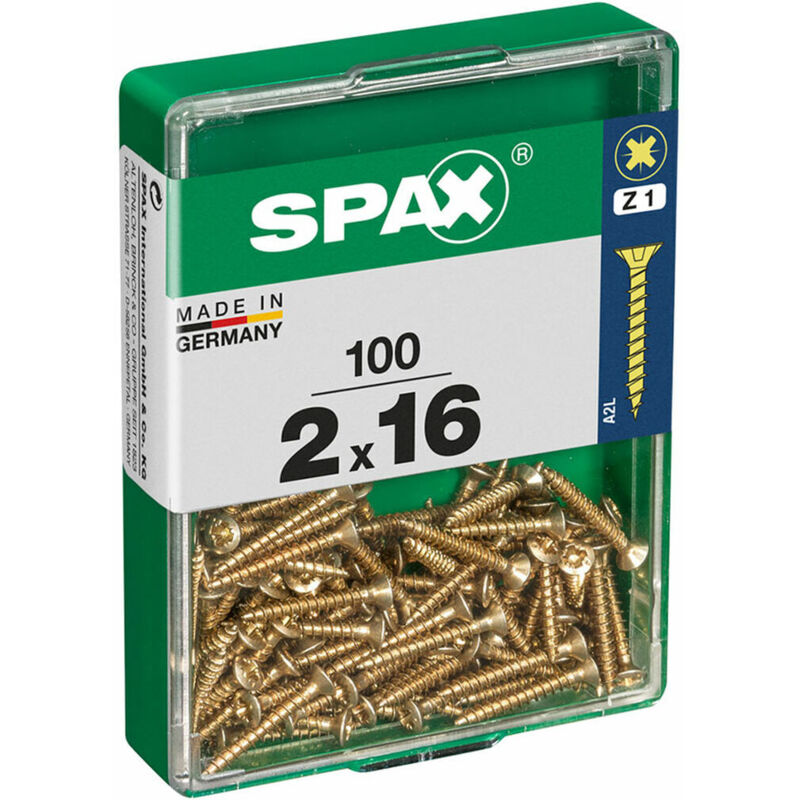 foto del prodotto scatola a viti spax 4081020200162 testa piatta 2 x 12 mm 2 x 16 mm 2,0 x 16 mm 100 unit 