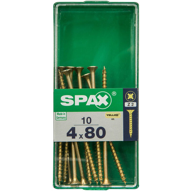 foto del prodotto scatola a viti spax 4081020400802 vite per legno testa piatta 4 x 80 mm 4,0 x 80 mm 