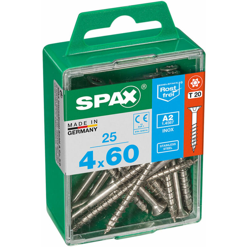 foto del prodotto scatola a viti spax 4197000400602 vite per legno testa piatta 4 x 60 mm 4,0 x 60 mm 