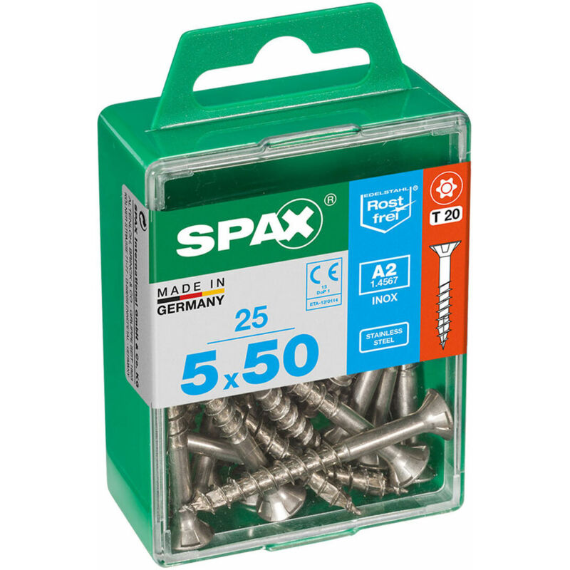 foto del prodotto scatola a viti spax 4197000500502 vite per legno testa piatta 5 x 50 mm 5,0 x 50 mm 