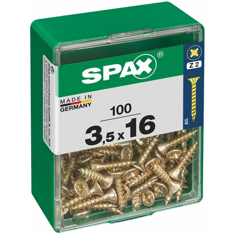 foto del prodotto scatola a viti spax testa piatta 3,5 x 16 mm 100 unit 