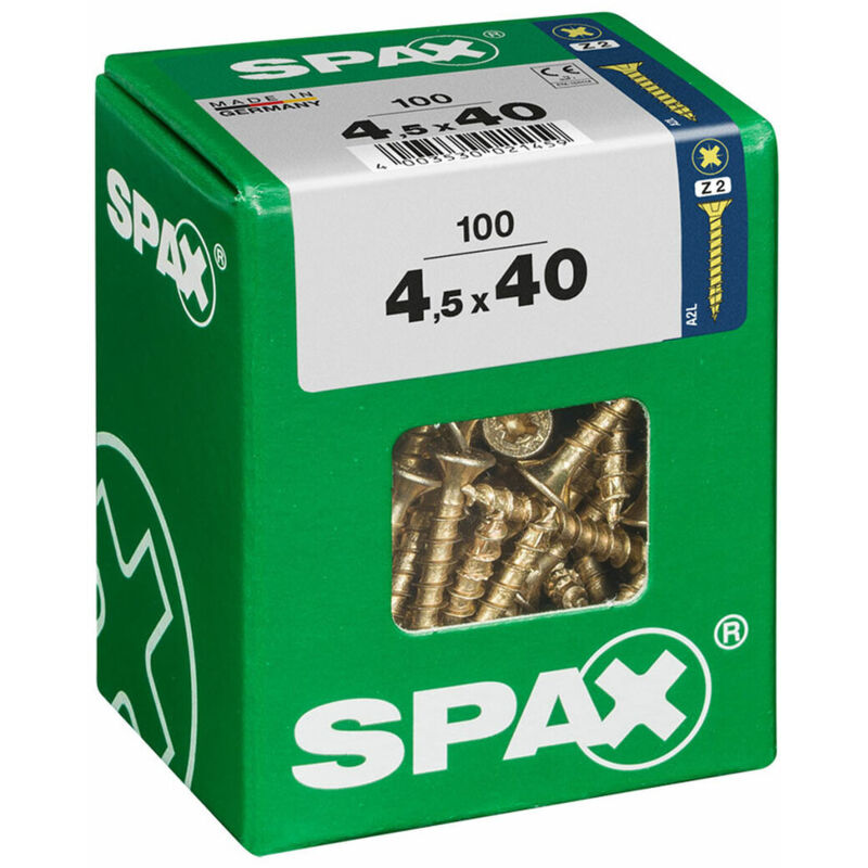 foto del prodotto scatola a viti spax vite per legno testa piatta 4,5 x 40 mm 