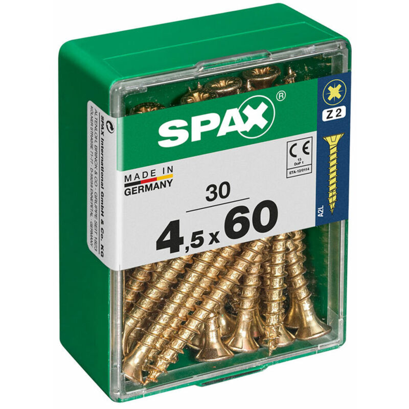 foto del prodotto scatola a viti spax vite per legno testa piatta 4,5 x 60 mm 