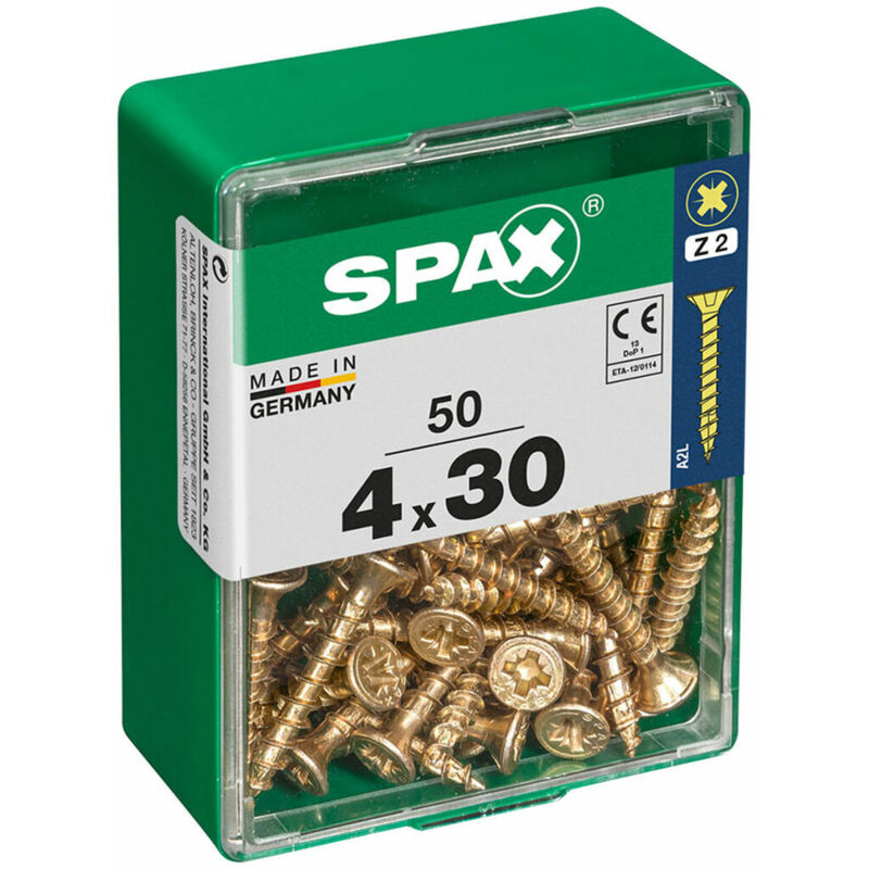 foto del prodotto scatola a viti spax vite per legno testa piatta 4 x 30 mm 4,0 x 30 mm 