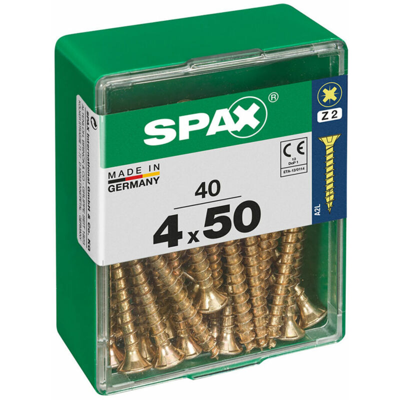 foto del prodotto scatola a viti spax vite per legno testa piatta 4 x 50 mm 4,0 x 50 mm 