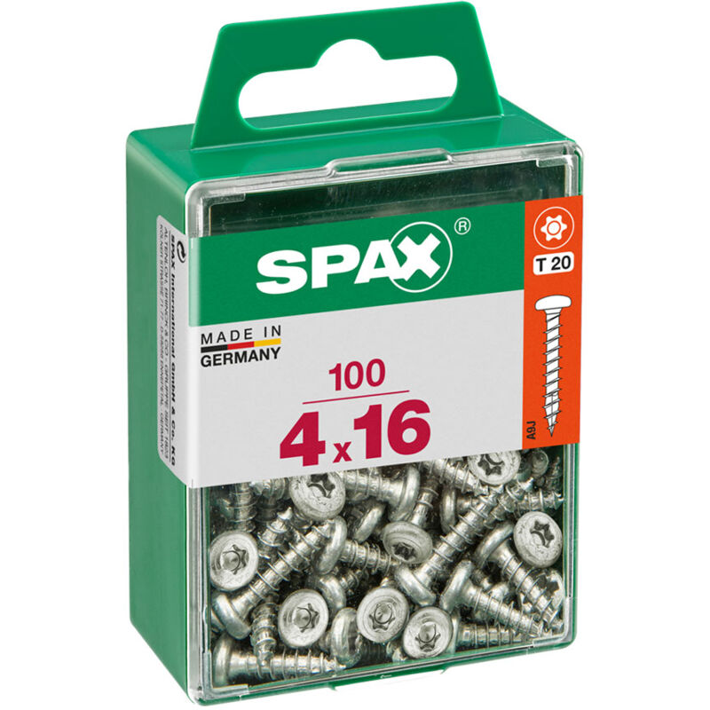 foto del prodotto scatola a viti spax wirox legno testa rotonda 100 pezzi 4 x 16 mm 