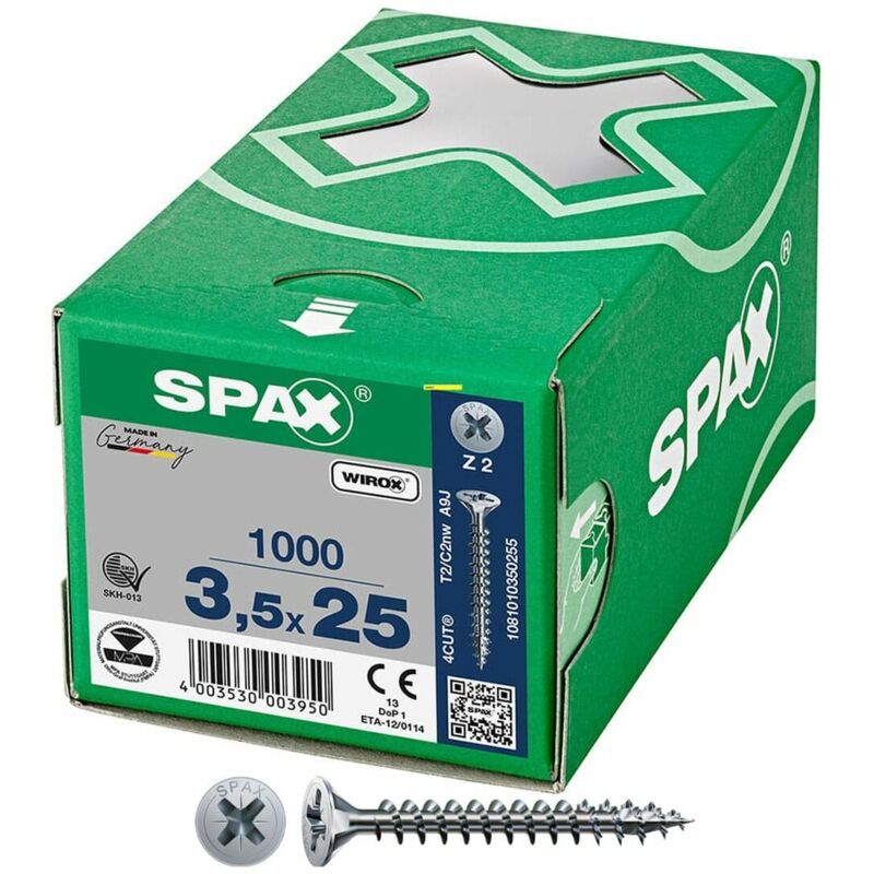 foto del prodotto scatola a viti spax wirox z2 testa piatta 3,5 x 25 mm 1000 unidades