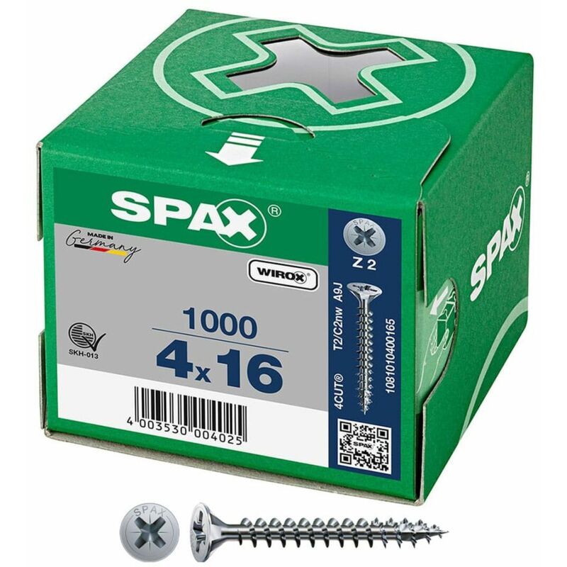 foto del prodotto scatola a viti spax wirox z2 testa piatta 4,0 x 16 mm 1000 unidades
