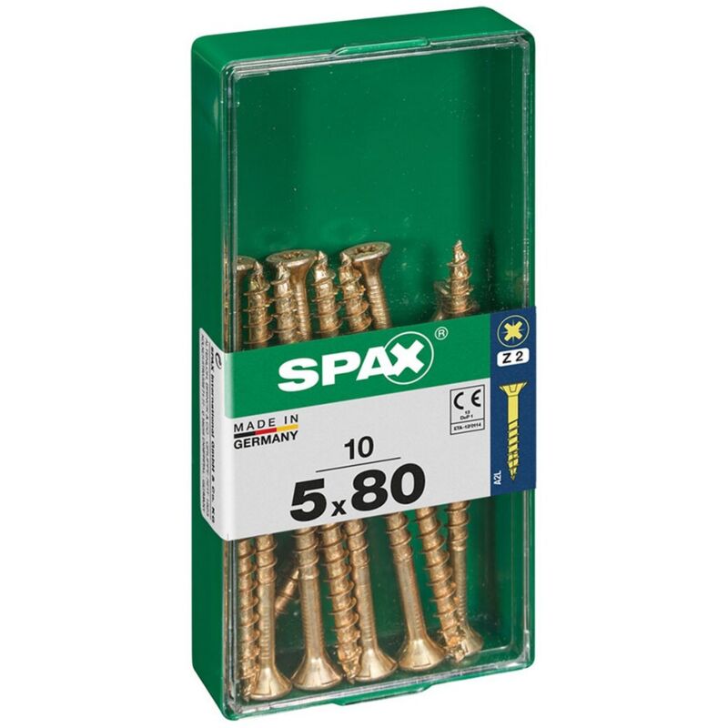 foto del prodotto scatola a viti spax yellox legno testa piatta 10 pezzi 5 x 80 mm 