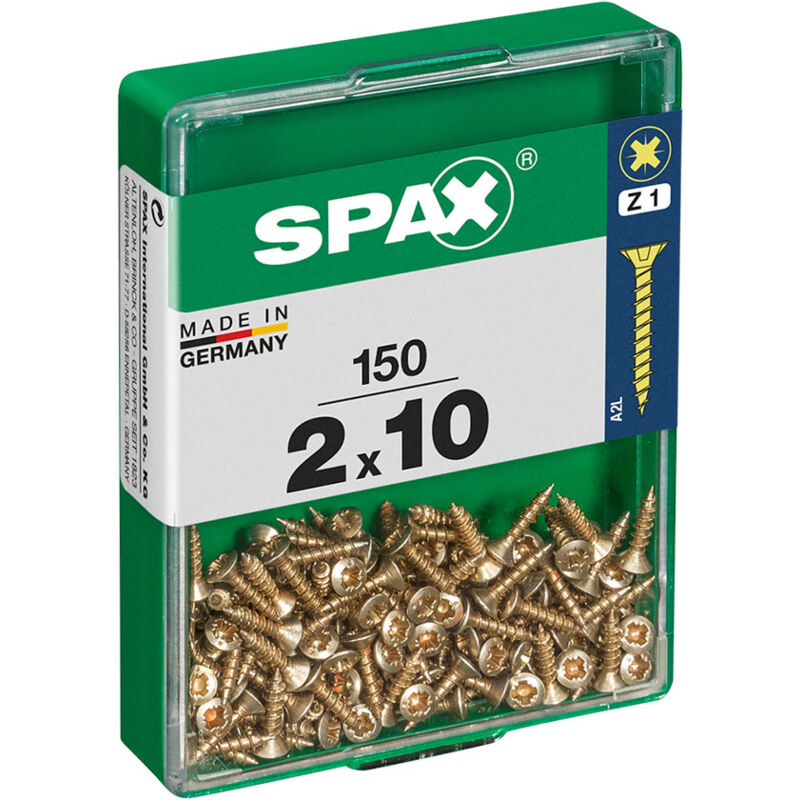 foto del prodotto scatola a viti spax yellox legno testa piatta 150 pezzi 2 x 10 mm 