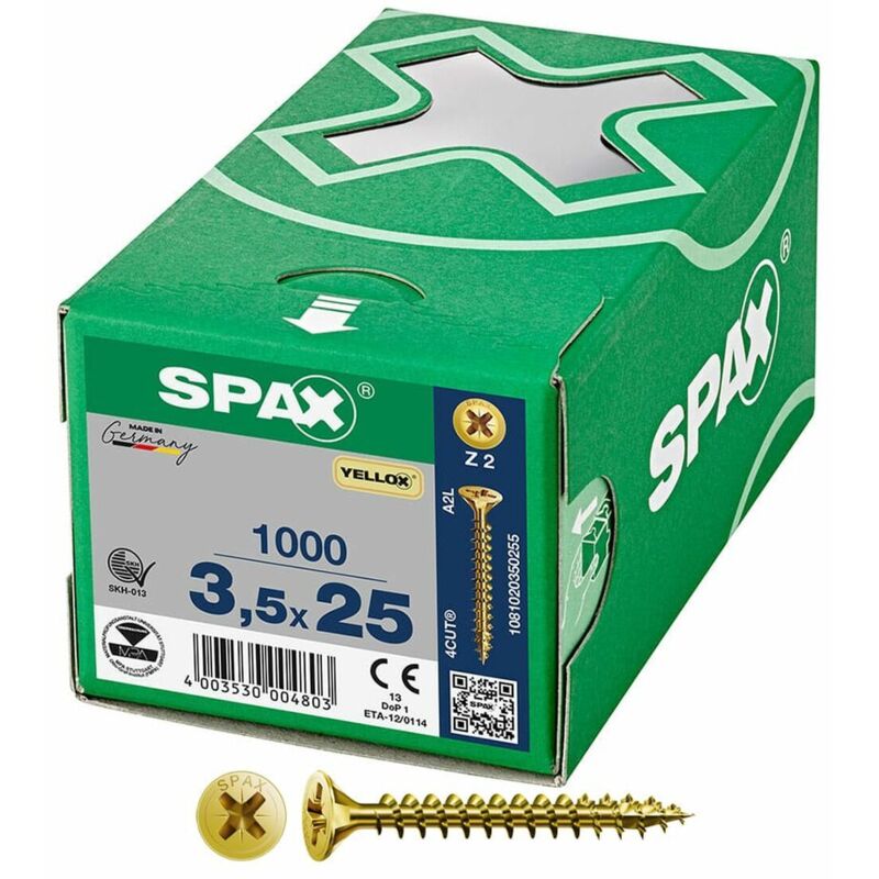 foto del prodotto scatola a viti spax yellox z2 testa piatta 3,5 x 25 mm 1000 unidades