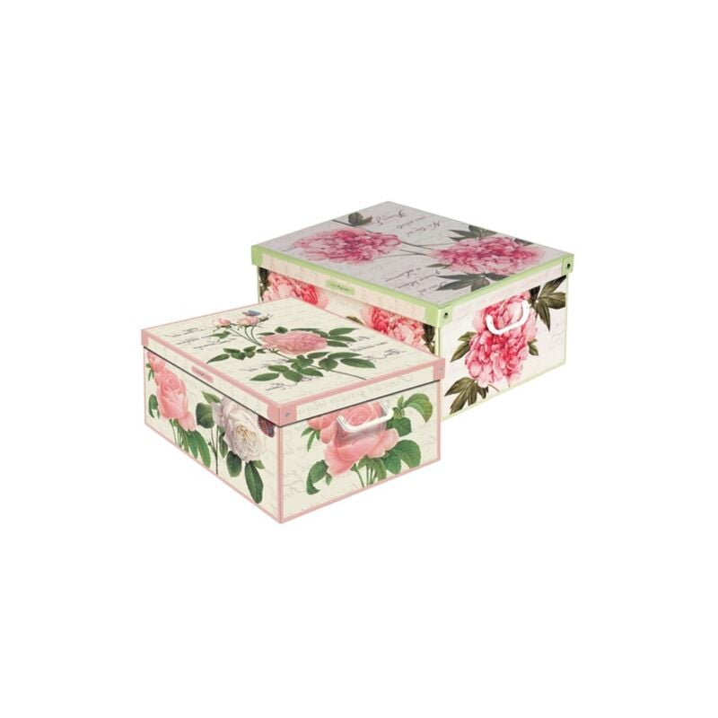 foto del prodotto scatola baule guardaroba lavabile con decoro fiori per cambio stagionale 25x35x17.5 cm peonie