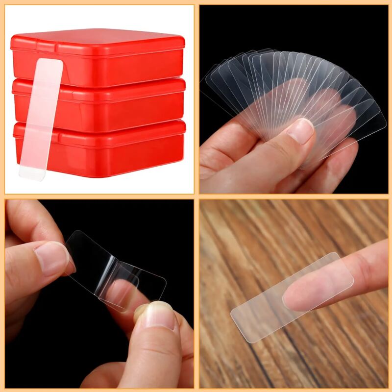 foto del prodotto scatola biadesivo riutilizzabile trasparente extra forza in box packaging - 1 box 60 pcs 45x15mm