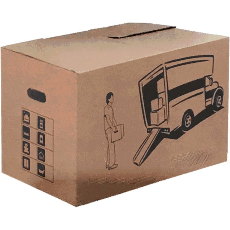 foto del prodotto scatola cartone avana m cm 35x30x20 doppia onda impugnature laterali