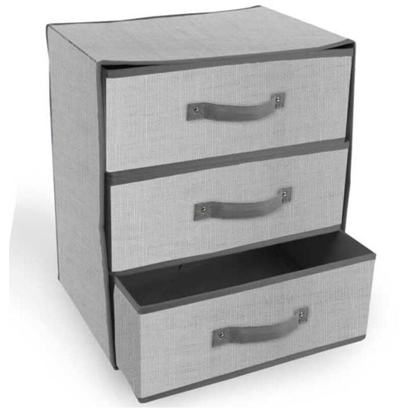 foto del prodotto scatola contenitore cassettiera in tnt a 3 cassetti salvaspazio pieghevole 30x36 trade shop traesio