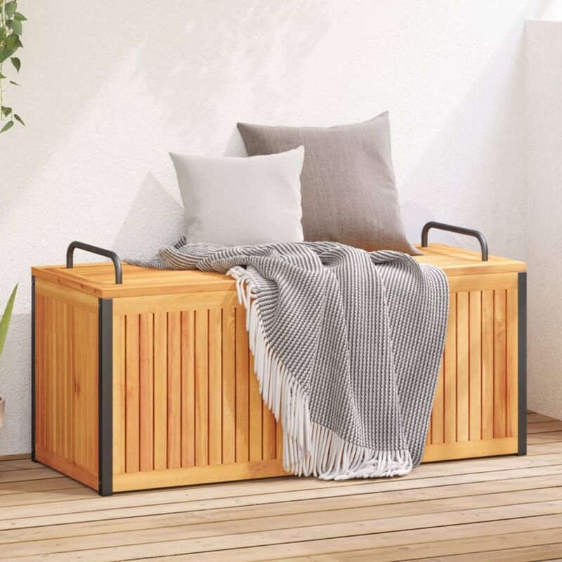 foto del prodotto scatola cuscini da esterno 110x45x42 53 cm legno acacia acciaio vidaxl