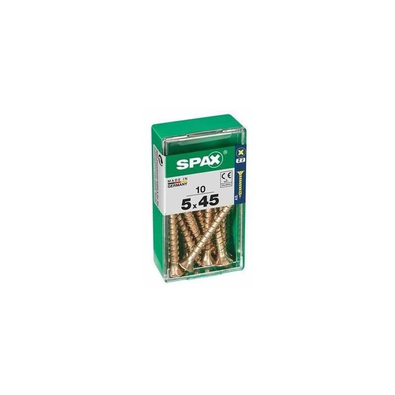 foto del prodotto scatola da 10 unit di vite per legno spax con testa piatta yellox 5,0x45 mm spax