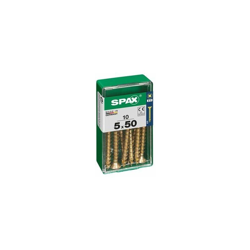 foto del prodotto scatola da 10 unit di vite per legno spax con testa piatta yellox 5.0x50mm spax