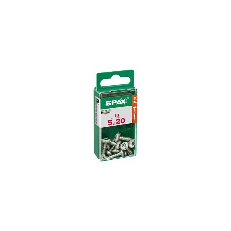 foto del prodotto scatola da 10 unit di vite per legno spax con testa tonda wirox 5.0x20mm spax