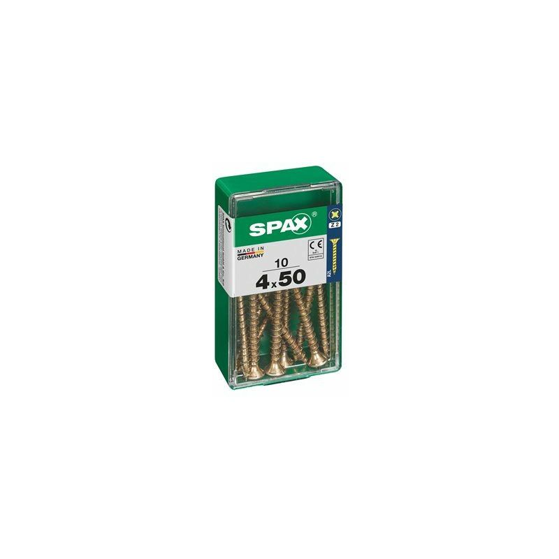 foto del prodotto scatola da 10 unit di viti per legno a testa piatta in yellox 4.0x50mm spax