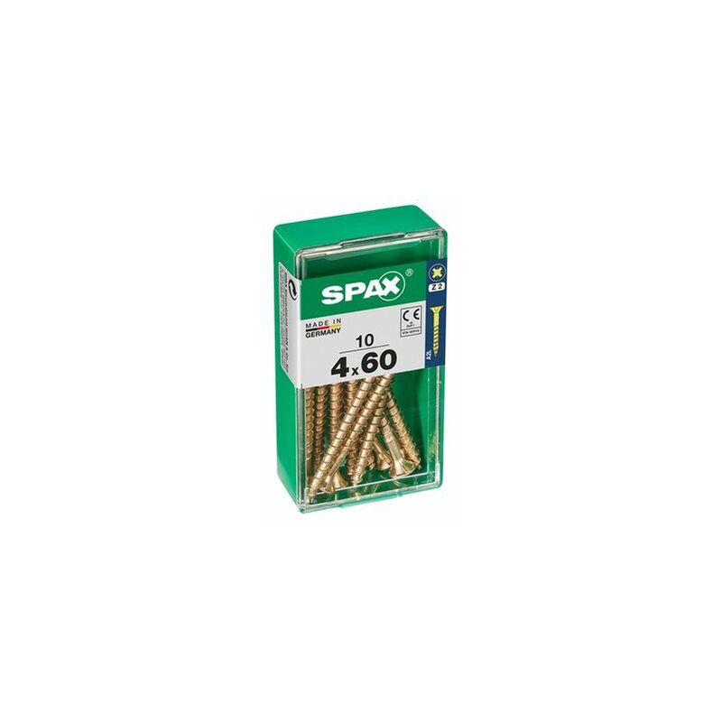 foto del prodotto scatola da 10 unit di viti per legno a testa piatta in yellox 4.0x60mm spax