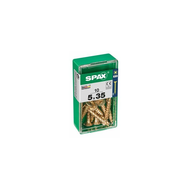 foto del prodotto scatola da 10 unit di viti per legno a testa piatta in yellox 5,0x35mm spax