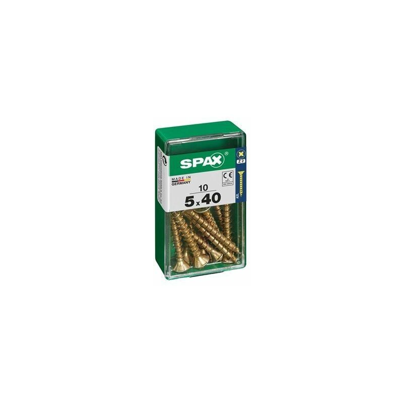 foto del prodotto scatola da 10 unit di viti per legno a testa piatta in yellox 5.0x40mm spax