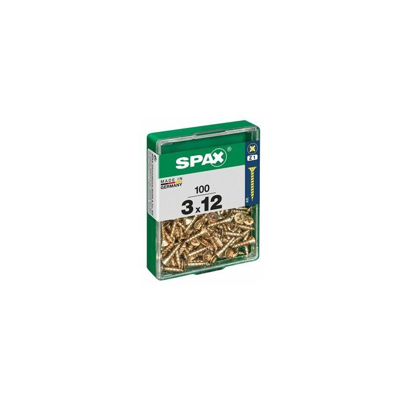 foto del prodotto scatola da 100 unit di vite per legno spax con testa piatta yellox 3,0x12 mm spax