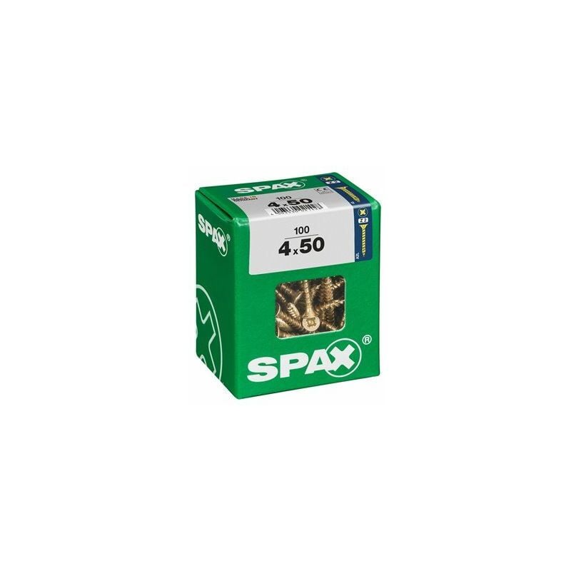 foto del prodotto scatola da 100 unit di viti per legno a testa piatta in yellox 4.0x50mm spax
