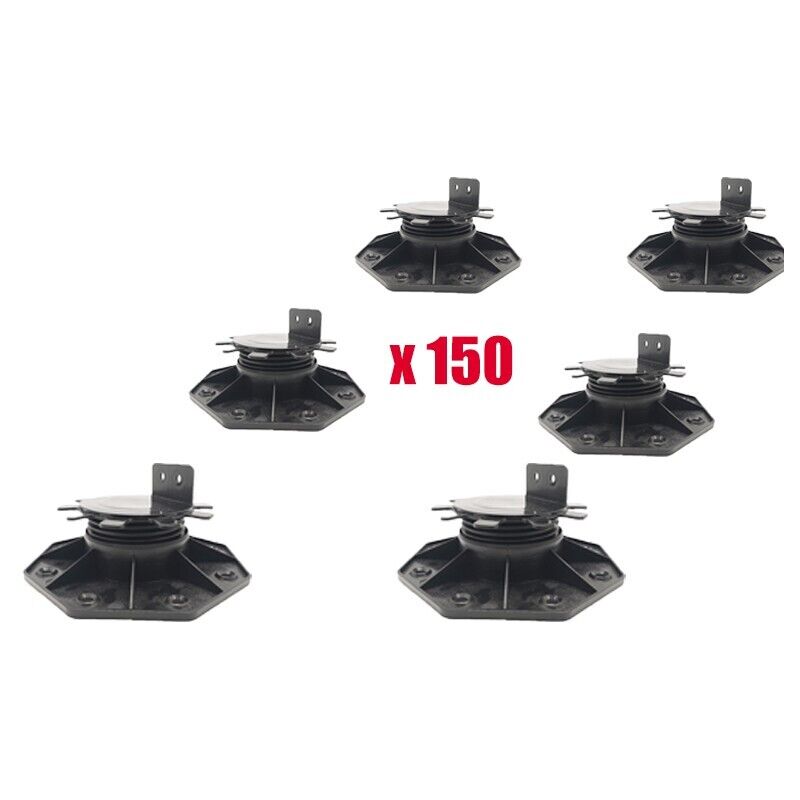 foto del prodotto scatola da 150 tasselli regolabili da 30 a 60 mm per terrazzo in legno e composito - colore nero