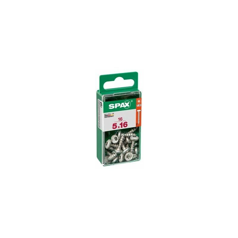 foto del prodotto scatola da 16 unit di viti per legno spax con testa tonda wirox 5.0x16mm spax