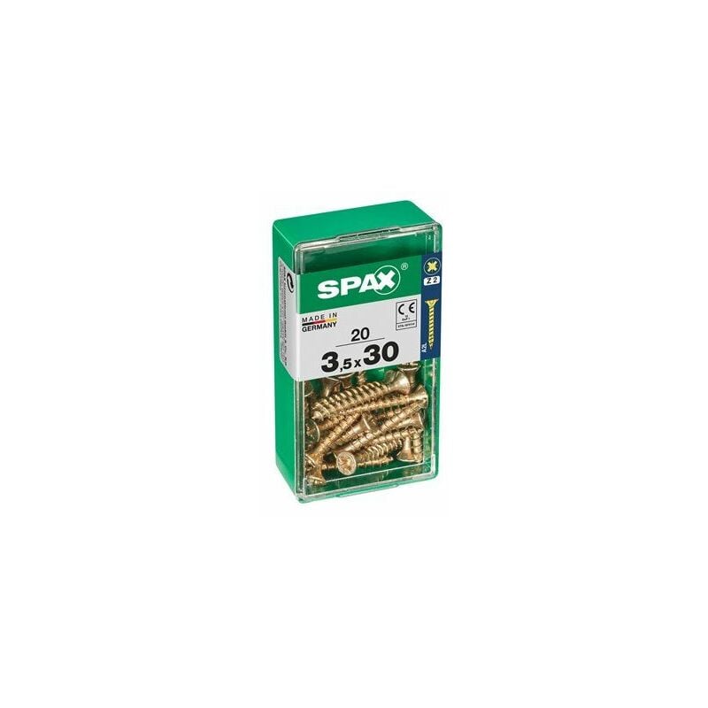foto del prodotto scatola da 20 unit di vite per legno spax con testa piatta yellox 3,5x30mm spax