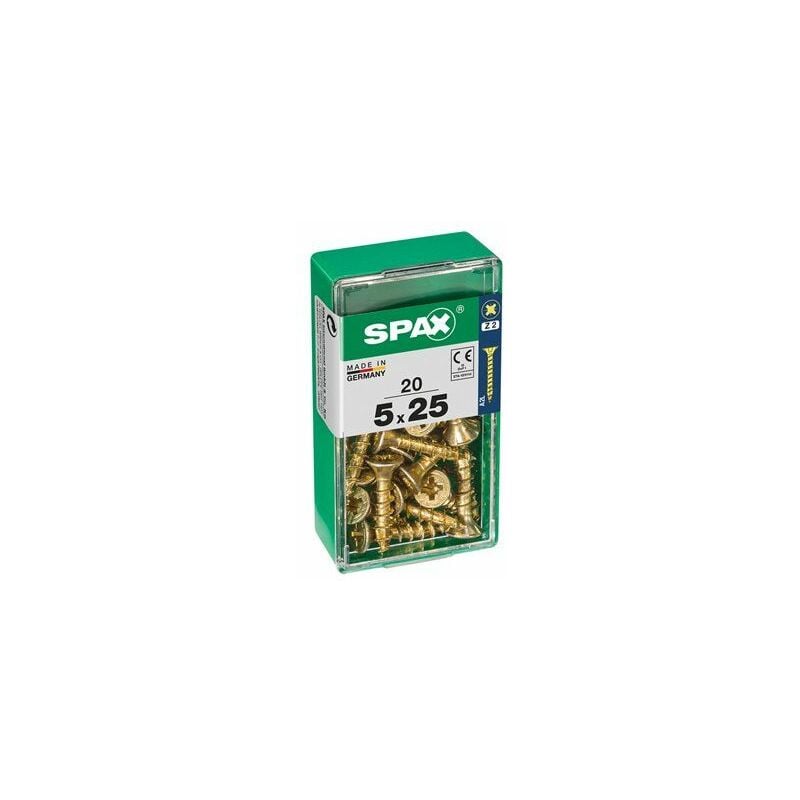 foto del prodotto scatola da 20 unit di vite per legno spax con testa piatta yellox 5,0x25 mm spax