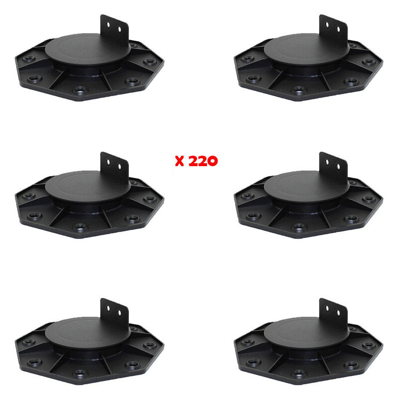 foto del prodotto scatola da 220 tasselli regolabili da 18 a 30 mm per terrazzo in legno e composito colore nero. lotto da 220 pezzi