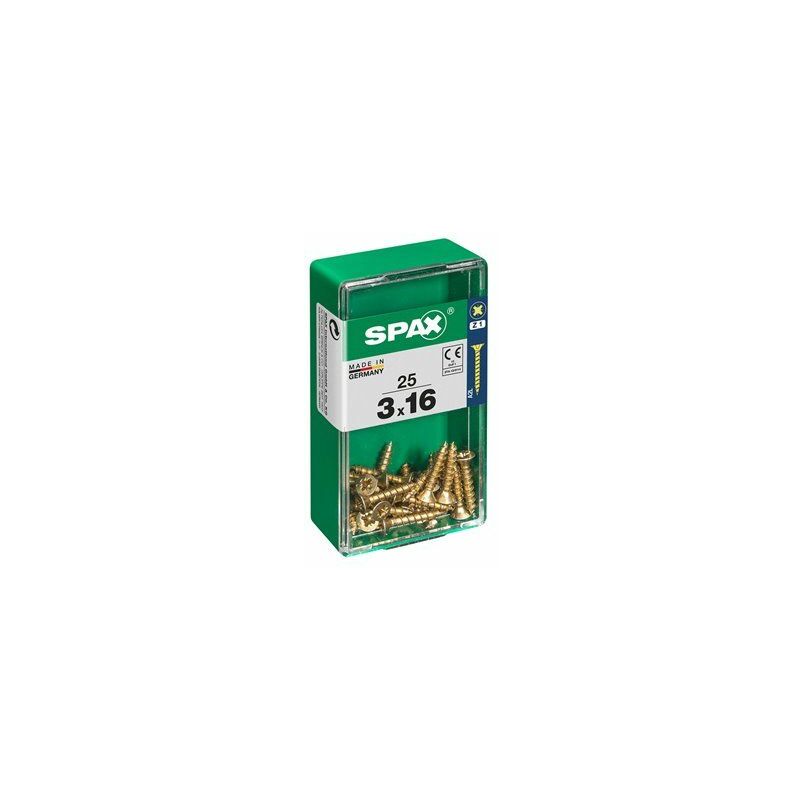 foto del prodotto scatola da 25 unit di vite per legno spax con testa piatta yellox 3,0x16 mm spax