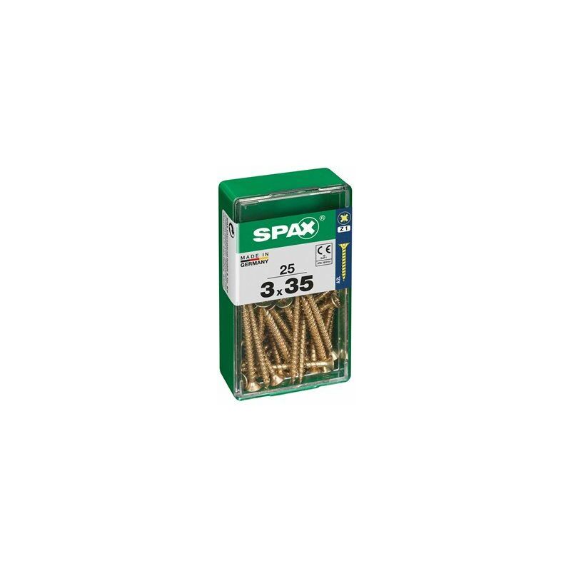 foto del prodotto scatola da 25 unit di vite per legno spax con testa piatta yellox 3,0x35 mm spax