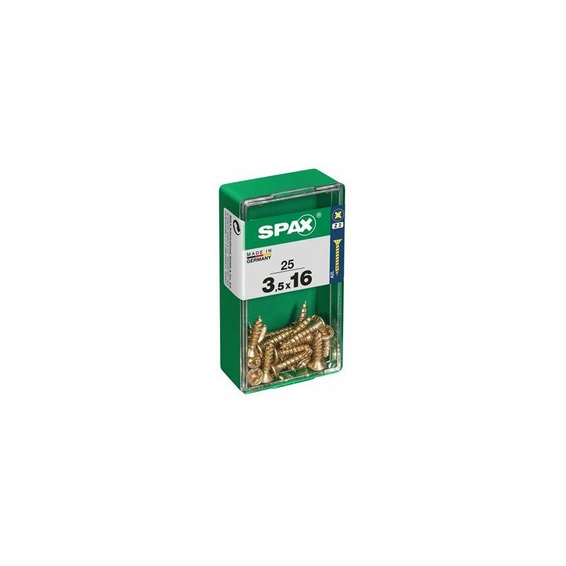 foto del prodotto scatola da 25 unit di vite per legno spax con testa piatta yellox 3,5x16mm spax