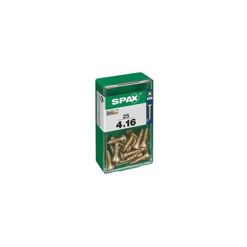 foto del prodotto scatola da 25 unit di viti per legno a testa piatta in yellox 4.0x16mm spax