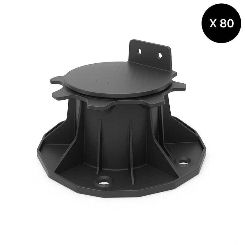 foto del prodotto scatola da 80tasselli regolabili da 66 a 145 mm per terrazzo in legno e composito - colore nero