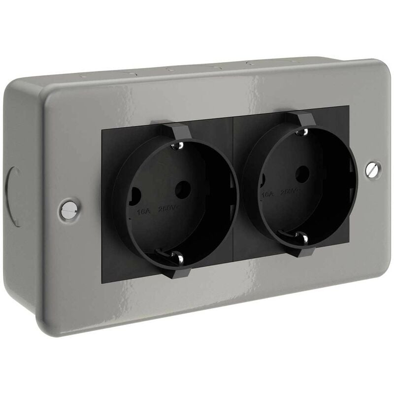 foto del prodotto scatola da parete in metallo con doppia presa schuko per creative tube