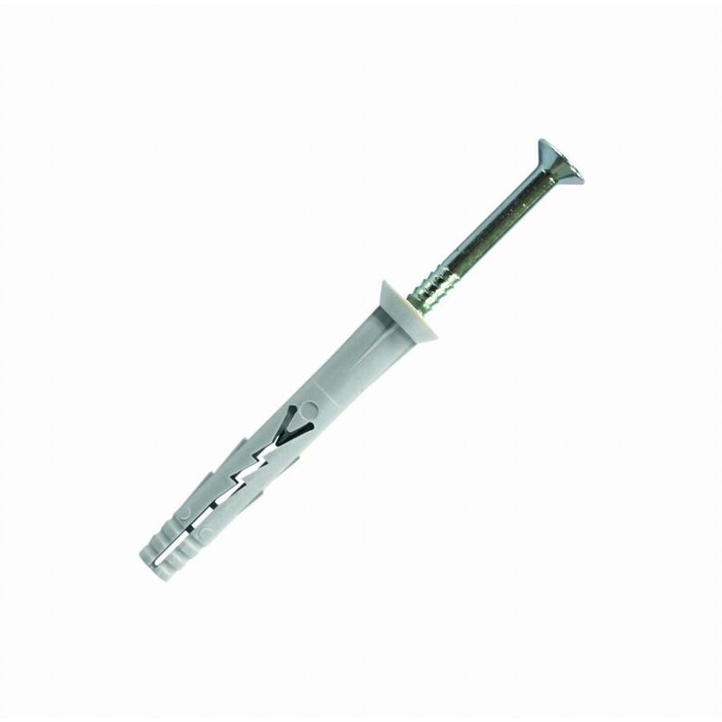 foto del prodotto scatola di 100 tasselli scell it in nylon testa svasata 6 mm x 55 mm yzf6055