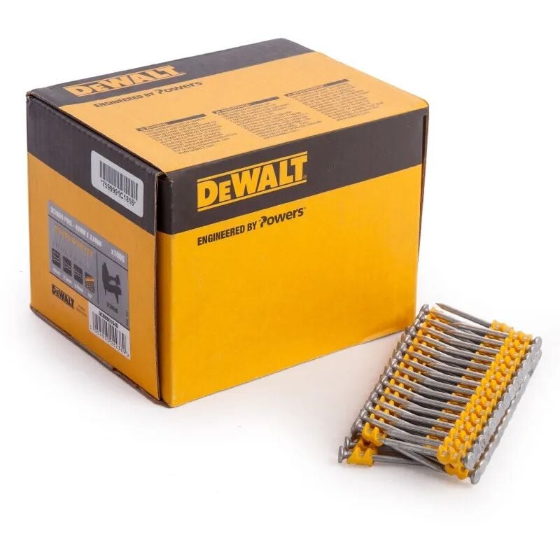 foto del prodotto scatola di 1005 chiodi standard per cemento per chiodatrice 2,6x40mm dewalt dcn8901040