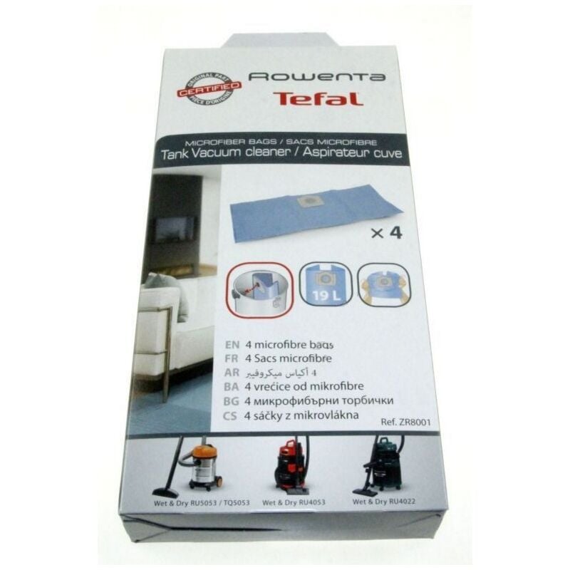 foto del prodotto scatola di 4 sacchetti wet dry originali aspirapolvere rowenta 624093663946856802