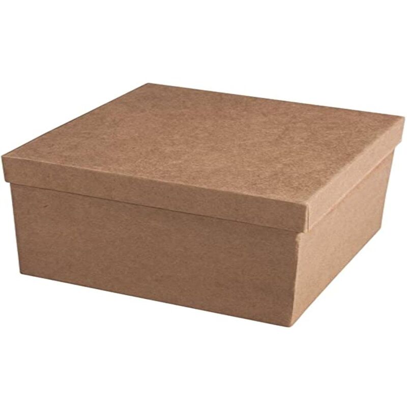 foto del prodotto scatola di cartapesta, quadrata, 15,5 x 15,5 x 10,5 cm, scatola con coperchio, certificata fsc per decorare e decorare 71754000 rayher