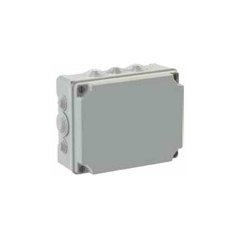 foto del prodotto scatola di connessione rettangolare stagna ip55 310x240x125mm con coperchio di chiusura con viti e 12 coni grigi solera 100888