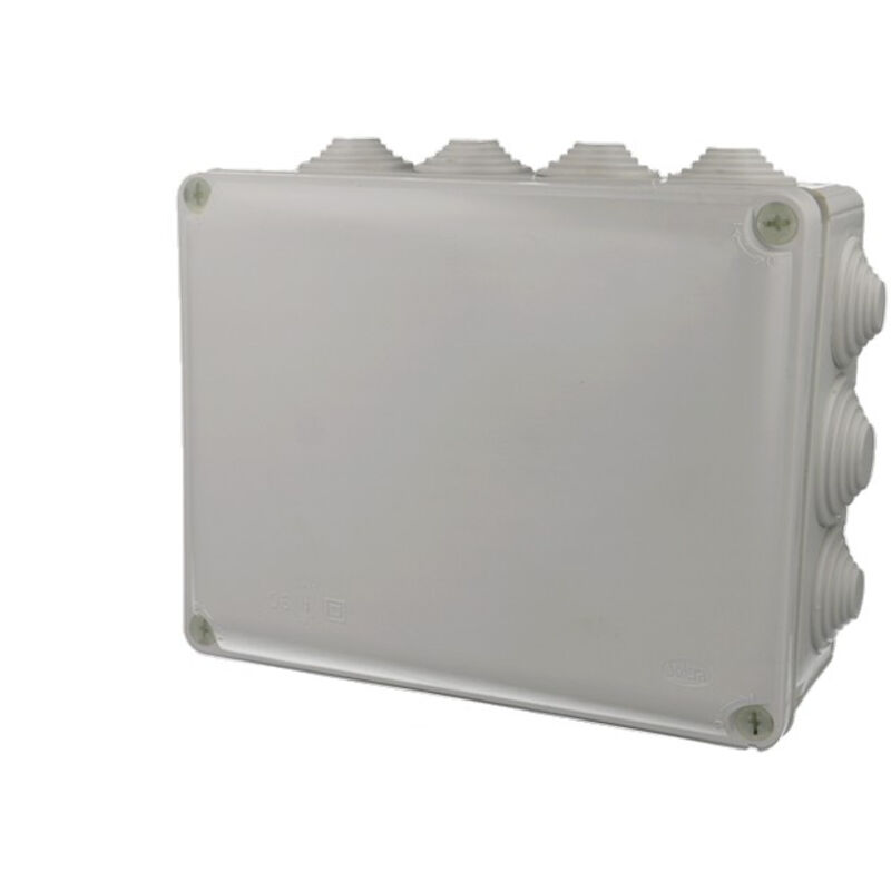 foto del prodotto scatola di connessione stagna rettangolare a 14 coni ip55 ik09 220x170x80mm 230x180x88mm con coperchio di chiusura con viti grig